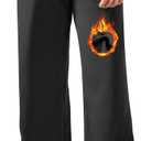 BRISIRA Mens Baggy Sweatpants Fleece Lined Wide Leg Warm Sweat Pants Open Bottom with Deep Pocket & Elastic Waist Drawstring (X-Large, Black)