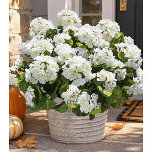 Artificial Geranium Fake Flowers for Outdoors Decoration, 6 Bundles Silk Geraniums White Flower UV Resistant Look Real Faux Plants for Front Door Garden Porch Planter Patio Balcony Yard Indoor Home