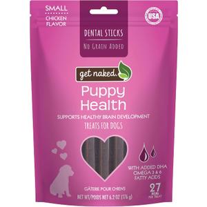 Get Naked Grain Free 1 Pouch 6.2 Oz Puppy Health Dental Chew Sticks, Small (EXP 10/01/27)