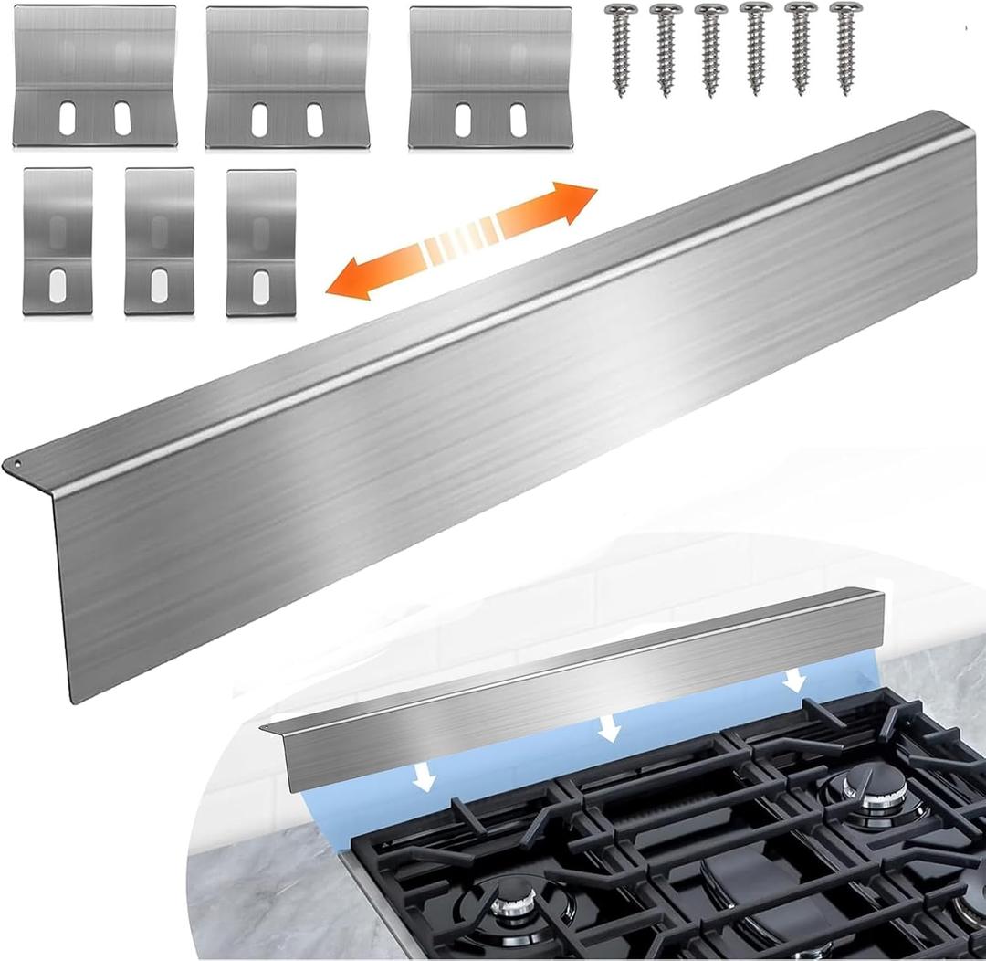 15.7" - 30" Stove Gap Filler,Slide-in Range Rear Filler Kit-Stainless Steel Backsplash for Stove,Range Gap Filler,Stove Trim Kit with Most Brands Between Stove and Backsplash,Oven Gap Filler(Silver)