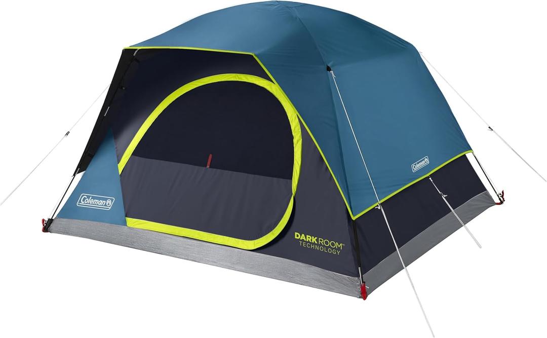 Coleman 4 Person Skydome Dark Room Tent with Rainfly, 5 Minute Setup, Blocks 90% of Sunlight, 20% More Headroom Than Traditional Tents (PFAS-Free)
