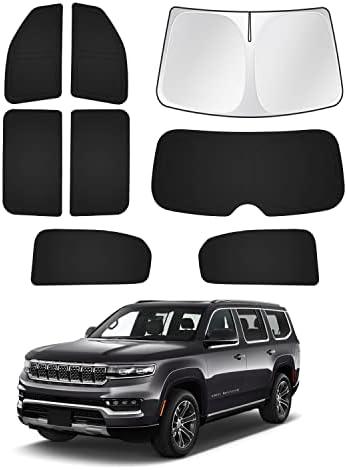 Canvcle Windshield Sun Shade for 2022-2025 2026 Jeep Grand Wagoneer (Not for Jeep Wagoneer) Accessories Sunshade Side Rear Window Shade Cover Sun Visor Privacy Protection Keep Vehicle Cool Black 8PCS