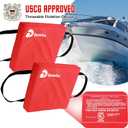 2 Pack Boat Throw Flotation Cushion, USCG Approved, Emergency Marine Throwable Flotation Device, Foam Boat Cushions Life Preserver, Throw Cushions for Boats, Kayaks, Canoes(Red)