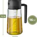 FineDine 16oz Olive Oil Sprayer for Cooking, 2 in 1 Olive Oil Dispenser Bottle for Kitchen, Air Fryer, Salad, BBQ & Baking Dual Spray Mist & Stream, with Measurement Marks, Black