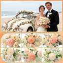 Tigeen 6 Bundles Artificial Bouquet Flowers Artificial Peonies Faux Roses Hydrangea Flowers Bouquet for Wedding Table Centerpiece Floral Vase Decor (Champagne)