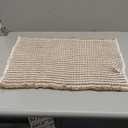 Waffle Bath Mat, Boho Bathroom Rugs Non Slip Washable Super Absorbent Quick Dry Bath Mat Farmhouse Bathroom Decor, 24"x16" Khaki and White