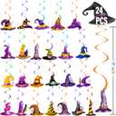2 x 24Pcs Witch Hat Theme Hanging Swirls Halloween Party Decorations Halloween Witch Hats Theme Ceiling Swirl Streamers for Witches Themed Birthday Party Baby Shower Supplies