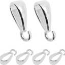 6Pcs 925 Sterling Silver Pendant Clasp for Jewelry Making, Necklace Bail Connector with Open Loop, Bracelets Pendant Clips for DIY Craft (Silver)