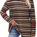 Sampeel Long Sleeve Shirts for Women Color Block Casual Tops Fall Outfits 2025 Basic Tees Trendy Clothes (Medium, 05 Stripes Print)