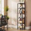 TUTOTAK Bookshelf, 6-Tier Tall Book Shelf, Narrow Bookcase for Small Space, DIY Stackable Bookshelf, for Living Room, Office, Study, Entryway, Industrial, Black BS01BK006