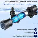 Antfraer 100W Solar Pond Pump, 1200GPH Solar Powered Water Fountain Pump with 3 Spray Nozzles, Solar Waterfall Pump & Solar Pond Aerator for Medium-Large Koi Pond Outdoor Garden Water Feature
