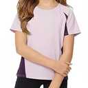 ZDC Kids Girls Athletic T Shirts Color Block Crewneck Gym Yoga Tees Casual Cute Basic Tees, 5-6 Years, Purple