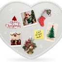 Large Heart Cork Bulletin Board with Linen, 24x19 Inch White Wood Frame Cute Picture Pin Board, Decorative Vision Board for Home Office, Study, Bedroom