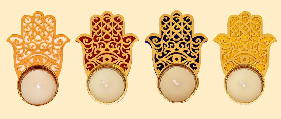 SATVIK Set of 4 Hamsa Tea Light Candle Holder Diya Festive Diwali Pooja Pujan Candle Hand Carved Tea Light Holder for Christmas and Diwali Decoration
