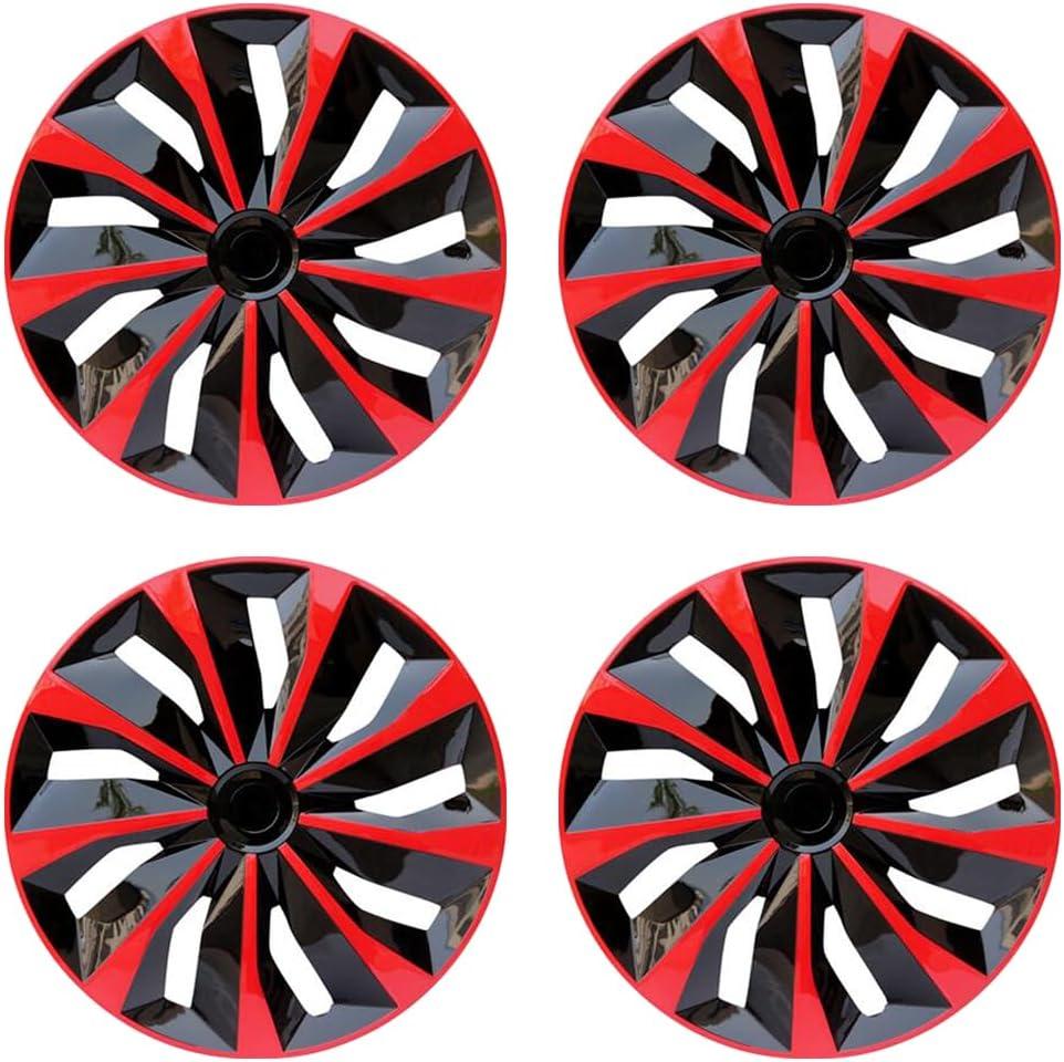 Hubcap Wheel Cover Replacement R15 Hub Caps Universal-Fit Steel Wheel Rim Cover ABS Material Exterior Accessories for Car Truck SUV -Set of 4 15-inch Red-Black