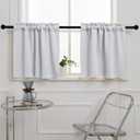 Pickluc Greyish White Cafe Curtain (Half Window Curtain) 36" Length, Rod Pocket Small Kitchen Curtain, Short Blackout Curtain for Small Window, 30" Wide and 36" Long, 2 Panels