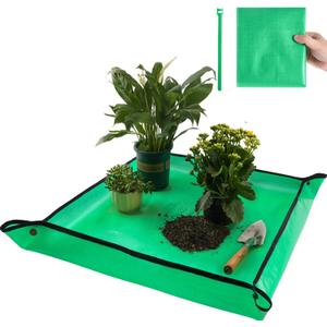 Repotting Mat for Indoor Plant Transplanting Control Mess, 26.8"X26.8" Waterproof Succulent Potting Mat Square Planting Tray Soil Change Mat Gardening Gifts for Plant Lovers (Pale Green)