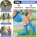 Sandsuced 6 Pairs Kids Boys Socks Athletic Basketball Sport Youth Crew Cotton Soft Breathable Socks for Outdoor (9-15 Years, Oblique Stripes)