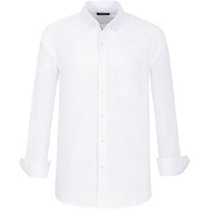 Oxford Shirts for Men Long Sleeve Mens Dress Shirts Casual Button Down Shirts with Front Pocket Amercian Regular Fit Size 3XL