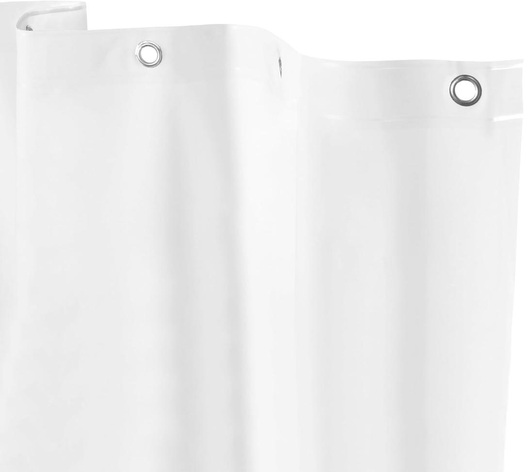 Kenney MB61169 Microban Protected Heavyweight 8 Gauge Waterproof PEVA Shower Curtain Liner with Rust-Resistant Metal Grommets and Weighted Magnetic Hem for Bathroom, 70" W x 72" H, White