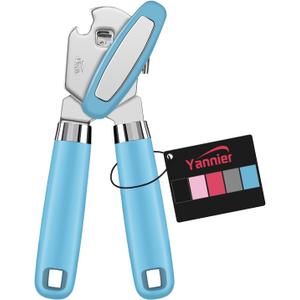 Multifunctional Heavy Duty Can Opener Manual Smooth Edge Can Opener and Bottle Openers with Magnet Durable Sharp Cutting Blade Comfortable Handle Big Effort-Saving Knob Kitchen Tool