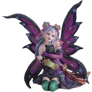 StealStreet SS-G-91408 Purple Fairy Kneeling with Black Cat Collectible Figurine Decoration