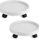 Plant Caddy Heavy Duty 13inch Plastic Round 2Pack Plant Dolly with Lockable Wheels Plant Stand Mover Indoor Outdoor for Planter Flower Potted Displaying (White)