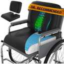 Wheelchair Cushion for Pressure Relief - (2-PIECE Set) 18”x16” Anti-Slip Wheelchair Seat Cushions for Adults, Seniors with Lumbar Pillow and Removable Strap, Gel Cushion for Wheelchair