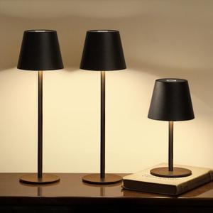 3 Pack Cordless Table Lamp, Portable Battery Operated Lamp with 3 Color Temps and Stepless Dimming, Rechargeable Table Lamp for Dinner, Desk, Cafe, Outdoor (Black)