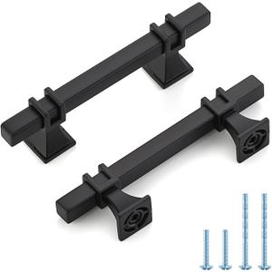30 Pack 3 inch BlackCabinet Handles Square Zinc-Alloy Pulls for Kitchen Dresser Closet and Bathroom Cabinets Hardware