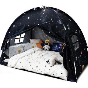 Sherilyn Full Bed Toddler Canopy Tent, Kids Indoor Canopy Privacy Space Sleeping Playhouse Blackout Bunk Bed Tents Full Size (Galaxy Tent) for Boys Girl Birthday House Gift