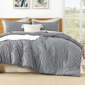 Litanika Gray King Comforter Set, 3 Pieces Lightweight Tufted Bedding Sets, Down Alternative Comforter Fluffy Bed Set Gift Choice