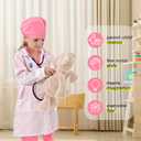 Liberry Doctor Costume for Kids, Toddler Doctor Dress Up Clothes with Real Stethoscope, Career Day Role Play Gift for Girls