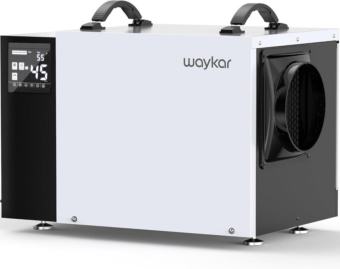 Waykar 125 Pint Crawl Space Dehumidifier with Drain Hose for Commercial, Basements, and Industry Water Damage Unit for Spaces up to 6500 Square Feet, Smart Humidity Control - 5-Year Quality Coverage