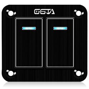 2 Gang Rocker Switch Panel Waterproof，12v-24v Aluminum Waterproof Boat Marine Toggle On/Off Switch for Car Pickup Rv SUV Uvt ATV Motorcycle(Black)