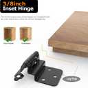 Chibery 3/8 Inch Inset Cabinet Hinges, 25 Pairs(50 Pack) Self Closing Flush Face Mount Hinges with Door Bumper, Variable Decorative Hardware for Bathroom, Furniture, Kitchen Cabinet Doors, Matte Black