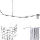 Corner Shower Curtain Rod - 304 Stainless with Ceiling Support,for Bathroom Bathtub, Clothing Store,Private Space (24"x 30" x 24")