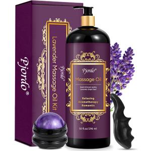 Aromatherapy Lavender Massage Oil, Massage Oil for Massage Therapy, Calming, Soothing, Relaxing, Spa Gifts for Him Her, 10 Fl Oz