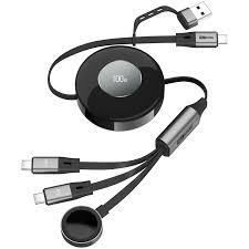 CAFELE 100W Retractable USBC to USBC 5A Fast Charging 3in1 Cable, Features Magnetic Charging and Overheating Protection, 4.3Foot USB TypeC for Phone, Notebook, Pad, Watch（Gray）