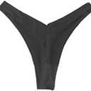 SherryDC Womens Cheeky Thong Brazilian Bikini Bottoms Sexy High Cut Leg Swimsuit Bottom Ruched Butt Bathing Suit Briefs (Small, Black)