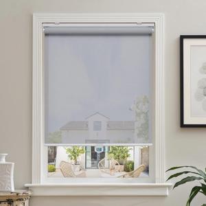 AOSKY Cordless Roller Shades for Windows Light Filtering Shades with 5% Openness Solar Screen Semi Sheer Roller Blinds UV Protection for Office and Home. Easy to Install 34" W x 72" H (Grey)