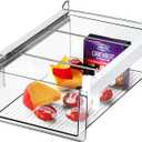 vacane Upgraded Refrigerator Drawers Organizer - Pull Out Fridge Bins with Handle, Extra-Long 19.5" Stretchable and Deep Storage
