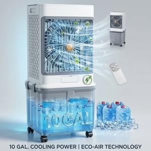 Evaporative Air Cooler, Portable Air Conditioners With 10 Gallon Water Tank