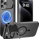 Innaght Magnetic for iPhone 15 Pro Case with Stand,Compatible with MagSafe,Rugged,Heavy Duty,Protective case Kickstand,[Built-in Invisible Stand],Black