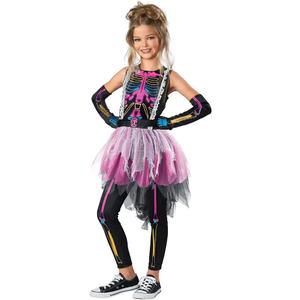 Seasons Colorful Ghostly Skeleton Costume Bones Halloween Costume for Girls (S(4-6))
