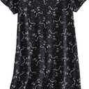 PNAEONG Women's Cotton Nightgown Sleepwear Short Sleeves Shirt Casual Print Sleepdress XTSY108-Black Cats-XL