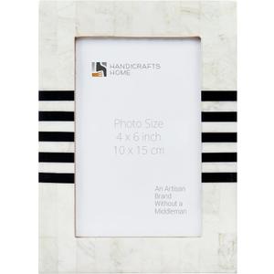 Handicrafts Home White Picture Frame, Handmade Resin Inlay 4x6 Black & White Photo Frame for Christmas Decor & Holiday giftings, Decorative Frames for Farmhouse Home Decor, Wall & Tabletop Decor
