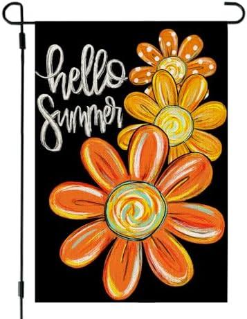 3 pack CROWNED BEAUTY Summer Garden Flag Daisy Double Sided 12x18 Inches Small Burlap Seasonal Welcome Yard Decoration for Outside Porch CF1818-12