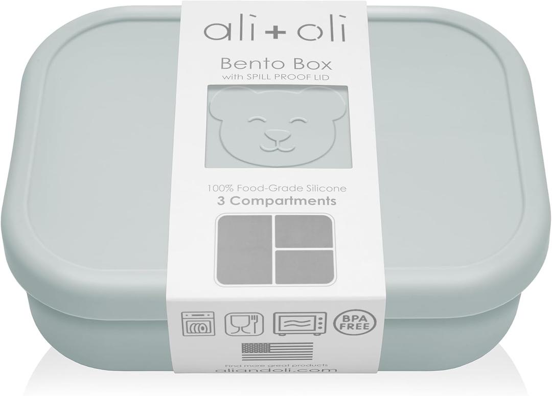 Ali+Oli Silicone Bento Box (Blue) Lunch Box for Kids, Toddlers, Preschoolers & Adults | BPA-Free and Spill-Proof | Ideal for School, and On-the-Go Meals| Perfect for Lunch, Snacks, and Meals