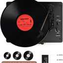 Vinyl Record Player 3-Speed Bluetooth Suitcase Portable Belt-Driven Record Player with Built-in Speakers RCA Line Out AUX in Headphone Jack Vintage Turntable